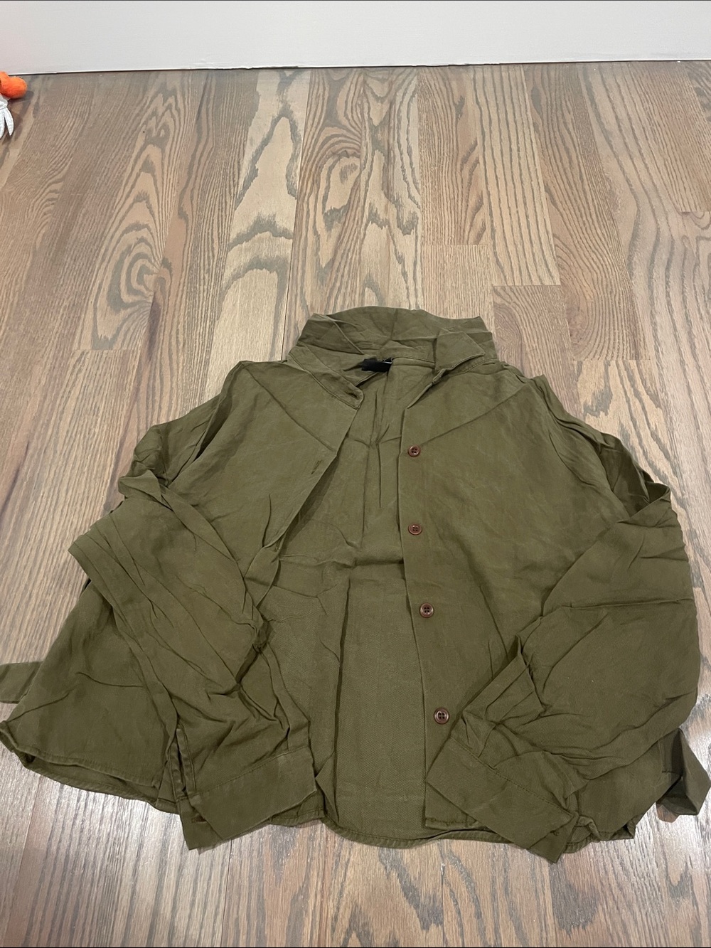 Zara Olive Green Lightweight Button-Up Shirt Jacket